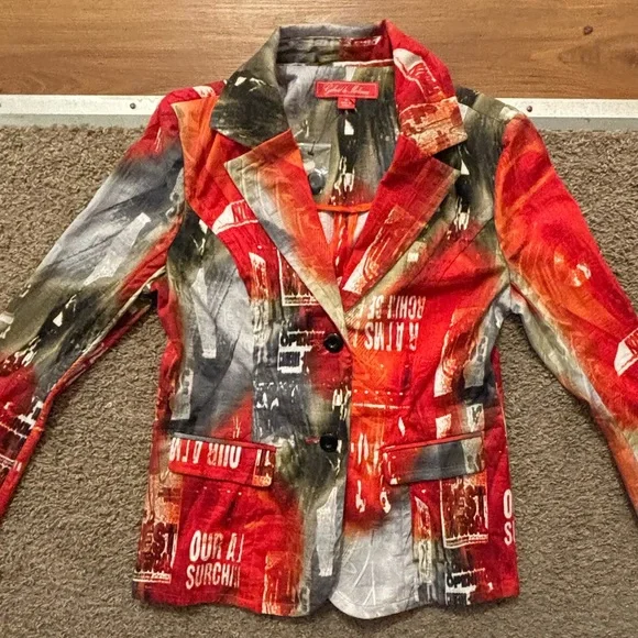 Gabrilla Molinari NWOT Women's 6 Multicolor Blazer Button Up Sleeves Never Worn - Picture 7 of 12